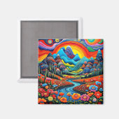 Psychedelisch landschap met rivier 5 magneet (Voorkant / Achterkant)