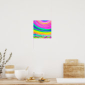 Psychedelisch Landschap Roze Groen Kunst Poster (Keuken)