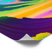 Psychedelisch Landschap Roze Groene Berg Kunst Poster (Hoek)