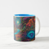 Psychedelisch Landschap Tweekleurige Koffiemok (Voorkant rechts)