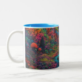 Psychedelisch Landschap Tweekleurige Koffiemok