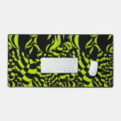 Psychedelisch limoengroen en zwart patroon bureaumat (Keyboard & Muis)