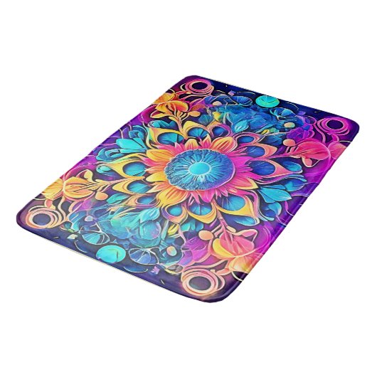 Psychedelisch Mandala-ontwerp Badmat (Gekanteld)