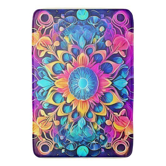 Psychedelisch Mandala-ontwerp Badmat (Voorkant Verticaal)