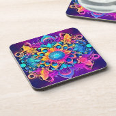 Psychedelisch Mandala-ontwerp Bier Onderzetter (Linkerzijde)