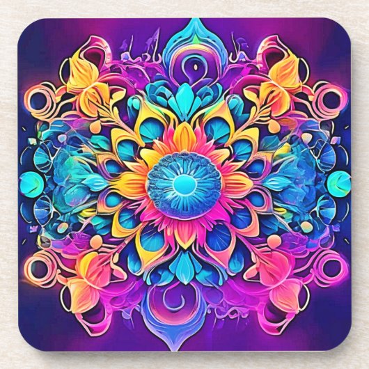 Psychedelisch Mandala-ontwerp Bier Onderzetter (Voorkant)