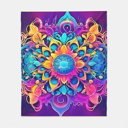 Psychedelisch Mandala-ontwerp Fleece Deken (Voorkant)