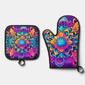 Psychedelisch Mandala-ontwerp Ovenwant & Pannenlap Set (Voorkant)
