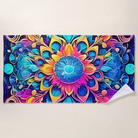 Psychedelisch Mandala-ontwerp Strandlaken (Voorkant)