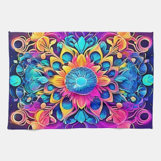 Psychedelisch Mandala-ontwerp Theedoek (Horizontaal)