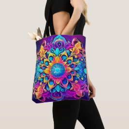 Psychedelisch Mandala-ontwerp Tote Bag