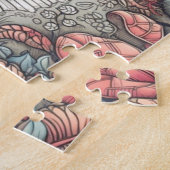  Psychedelisch Mushroom House Illustratie Legpuzzel (Zijkant)