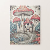  Psychedelisch Mushroom House Illustratie Legpuzzel (Verticaal)