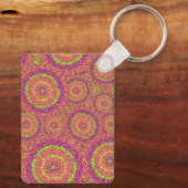 Psychedelisch Neon Mandala Wervelend Patroon Sleutelhanger (Achterkant)