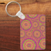 Psychedelisch Neon Mandala Wervelend Patroon Sleutelhanger (Voorkant)
