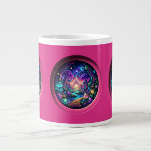 Psychedelisch Neon Portaal Fantasie Landschap Wrap Grote Koffiekop