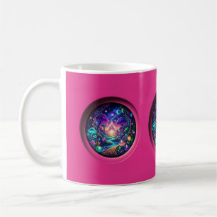 Psychedelisch Neon Portaal Fantasie Landschap Wrap Koffiemok