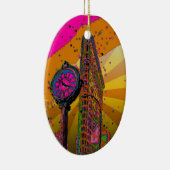Psychedelisch NYC: Flatiron Building & Klok #2B Keramisch Ornament (Rechts)