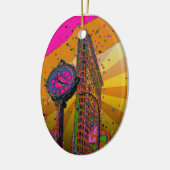 Psychedelisch NYC: Flatiron Building & Klok #2B Keramisch Ornament (Links)