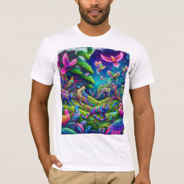 Psychedelisch Oerwoud - Levendige dieren en vogels T-shirt