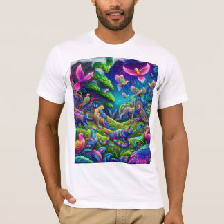 Psychedelisch Oerwoud - Levendige dieren en vogels T-shirt