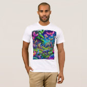 Psychedelisch Oerwoud - Levendige dieren en vogels T-shirt (Voorkant volledig)