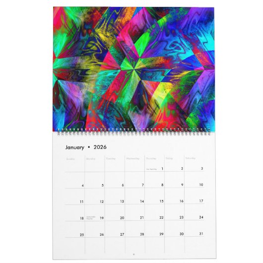 Psychedelisch ontbijt Trippy Abstracte kunst Kalender (Jan 2026)