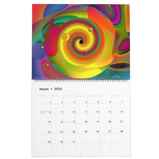 Psychedelisch ontbijt Trippy Abstracte kunst Kalender (Mar 2026)