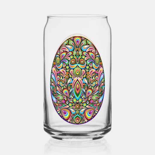 Psychedelisch ontwerp Pasen ei biologisch T-shirt Blikvorm Glas (Voorkant)