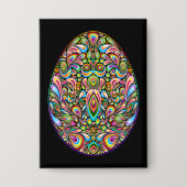 Psychedelisch ontwerp Pasen ei biologisch T-shirt Button (Voorkant)