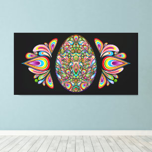 Psychedelisch ontwerp Pasen ei biologisch T-shirt  Canvas Afdruk