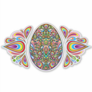 Psychedelisch ontwerp Pasen ei kids biologisch T-s Sticker
