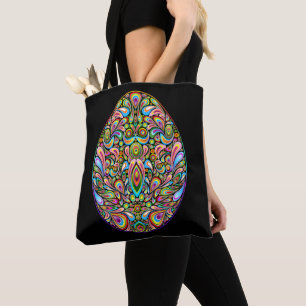 Psychedelisch ontwerp Pasen ei kids biologisch T-s Tote Bag