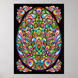 Psychedelisch ontwerp voor paasei poster