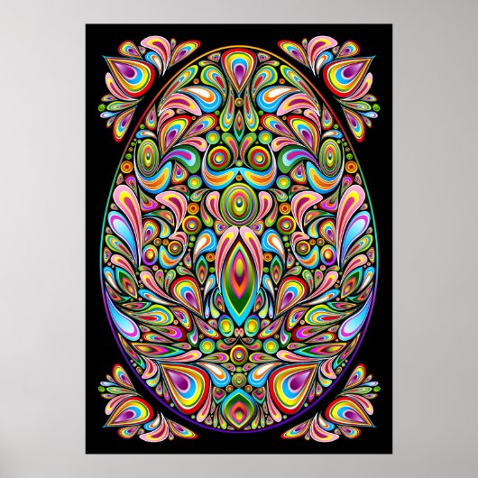 Psychedelisch ontwerp voor paasei poster (Voorkant)