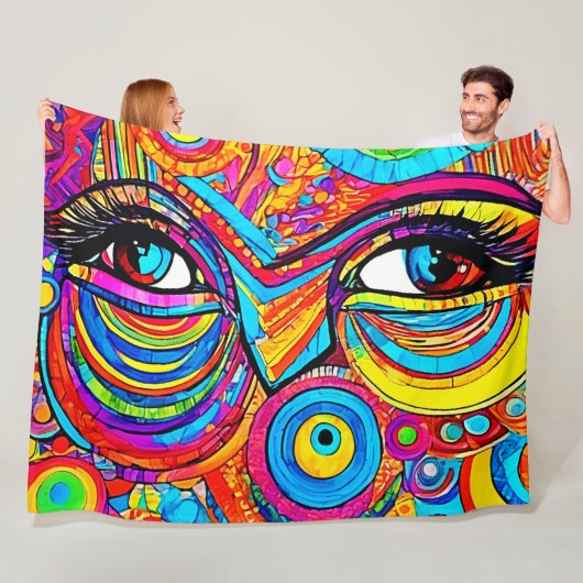 Psychedelisch oogontwerp Uitzicht Fleece Deken (In situ)