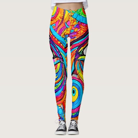 Psychedelisch oogontwerp Uitzicht Leggings (Voorkant)