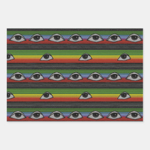 Psychedelisch oogpatroon inpakpapier vel