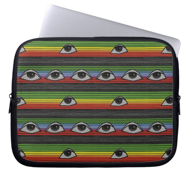 Psychedelisch oogpatroon laptop sleeve (Voorkant)