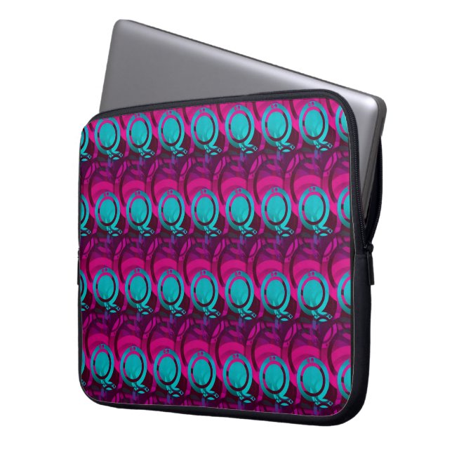 Psychedelisch optisch illusiepatroon tablet/notiti laptop sleeve (Voorkant Links)