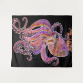 Psychedelisch Paarse Diepzee Kraken Wandkleed (Voorkant (horizontaal))