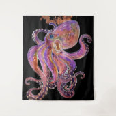Psychedelisch Paarse Diepzee Kraken Wandkleed (Voorkant)