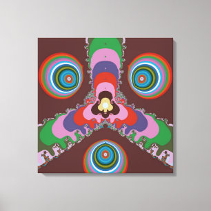 Psychedelisch patroon retro kunst uit de jaren 70 canvas afdruk