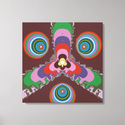 Psychedelisch patroon retro kunst uit de jaren 70 canvas afdruk (Voorkant)