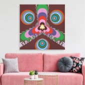 Psychedelisch patroon retro kunst uit de jaren 70 canvas afdruk (Insitu (Woonkamer))