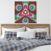 Psychedelisch patroon retro kunst uit de jaren 70 canvas afdruk (Insitu (Slaapkamer))