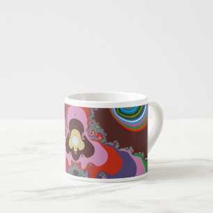 Psychedelisch patroon retro kunst uit de jaren 70 espresso kop