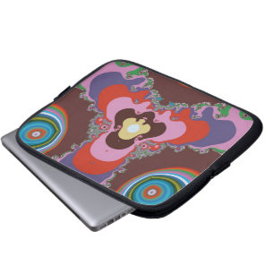 Psychedelisch patroon retro kunst uit de jaren 70 laptop sleeve