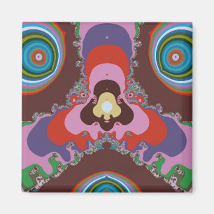 Psychedelisch patroon retro kunst uit de jaren 70 magneet