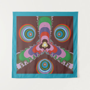 Psychedelisch patroon retro kunst uit de jaren 70 wandkleed